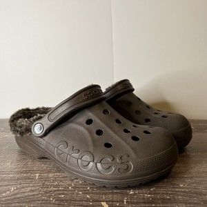 Crocs  Shoes Blitzen Warm Plush Fleece Lined Slides Clog Brown Women 8 Mens 6